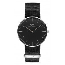 Daniel Wellington Black Cornwall Watch NATO Silver 36mm_DW00100151